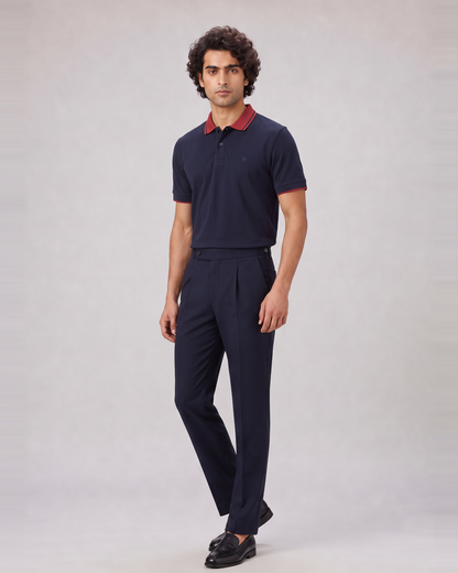 NAVY COLOURBLOCK TUCK-IN POLO