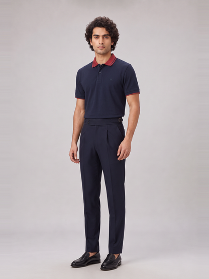 NAVY COLOURBLOCK TUCK-IN POLO