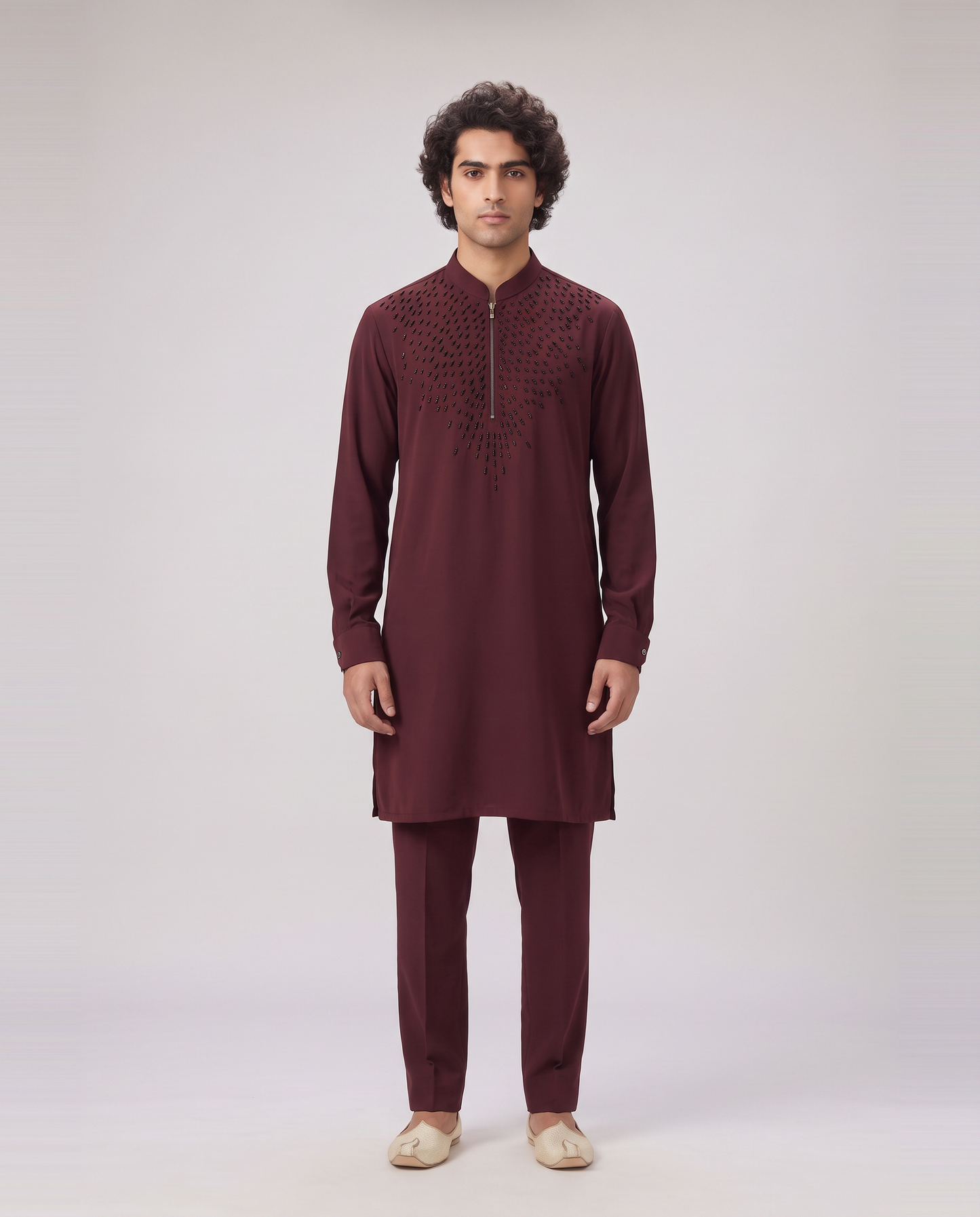 BURGUNDY GLEAMING EMBELLISHED KURTA SET