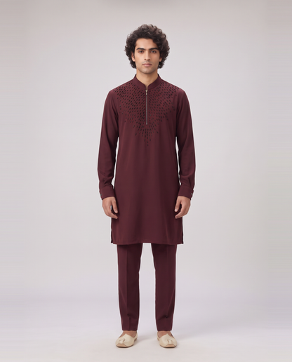 BURGUNDY GLEAMING EMBELLISHED KURTA SET