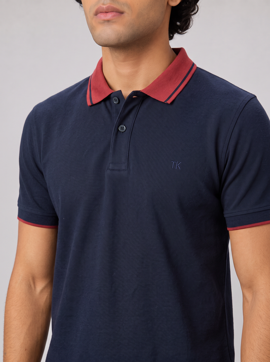 NAVY COLOURBLOCK TUCK-IN POLO