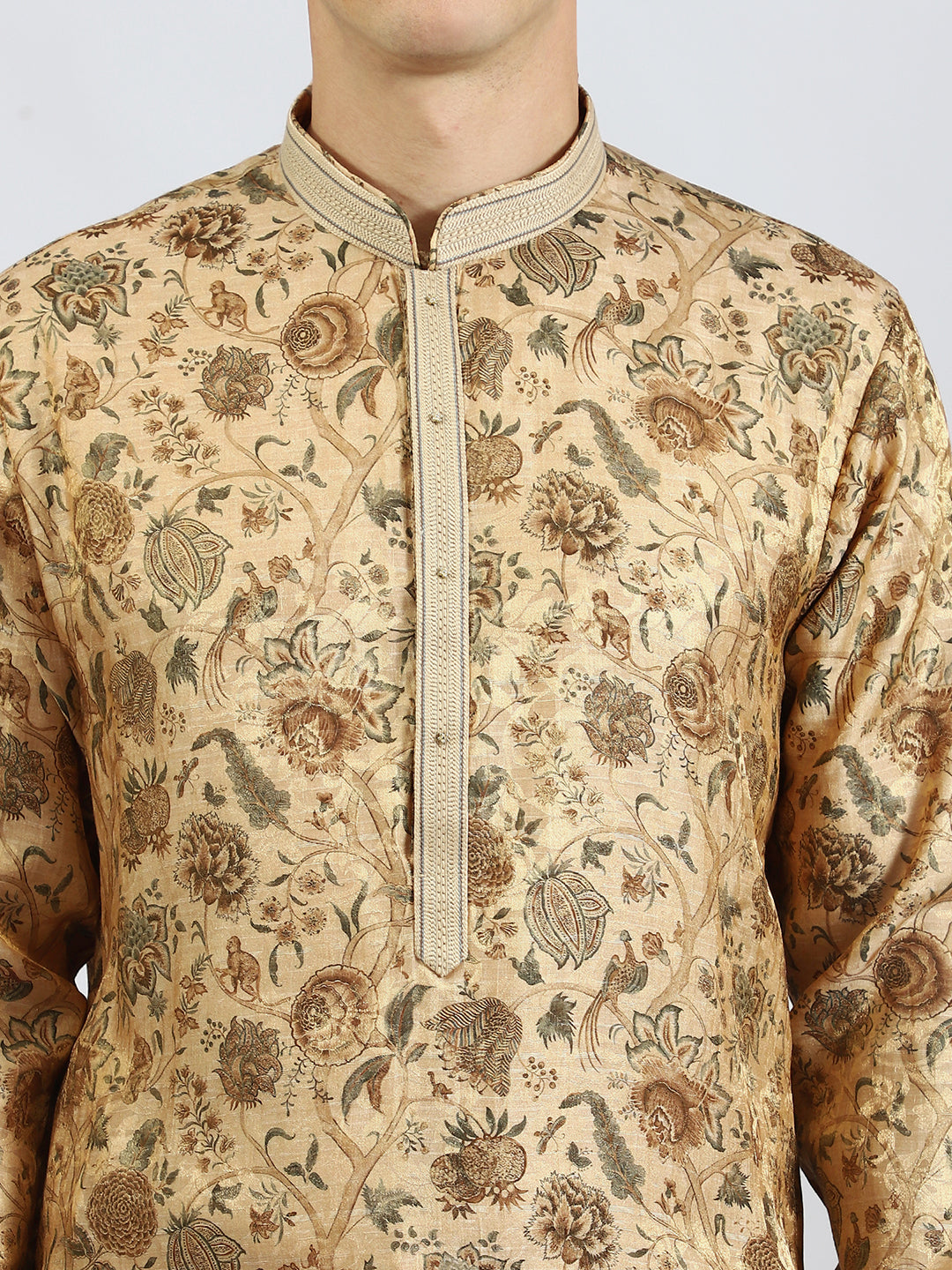 Gold Floral Printed Kurta