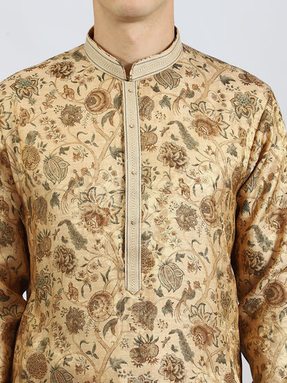Gold Floral Printed Kurta