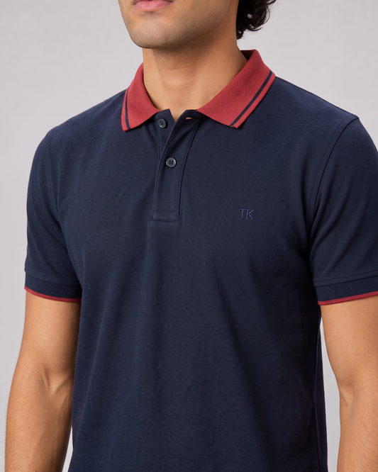 NAVY COLOURBLOCK TUCK-IN POLO