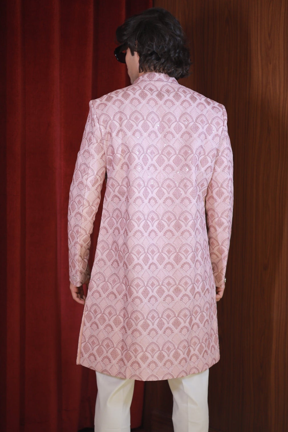 PEACH SCALLOP SHERWANI