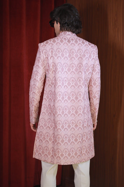 PEACH SCALLOP SHERWANI