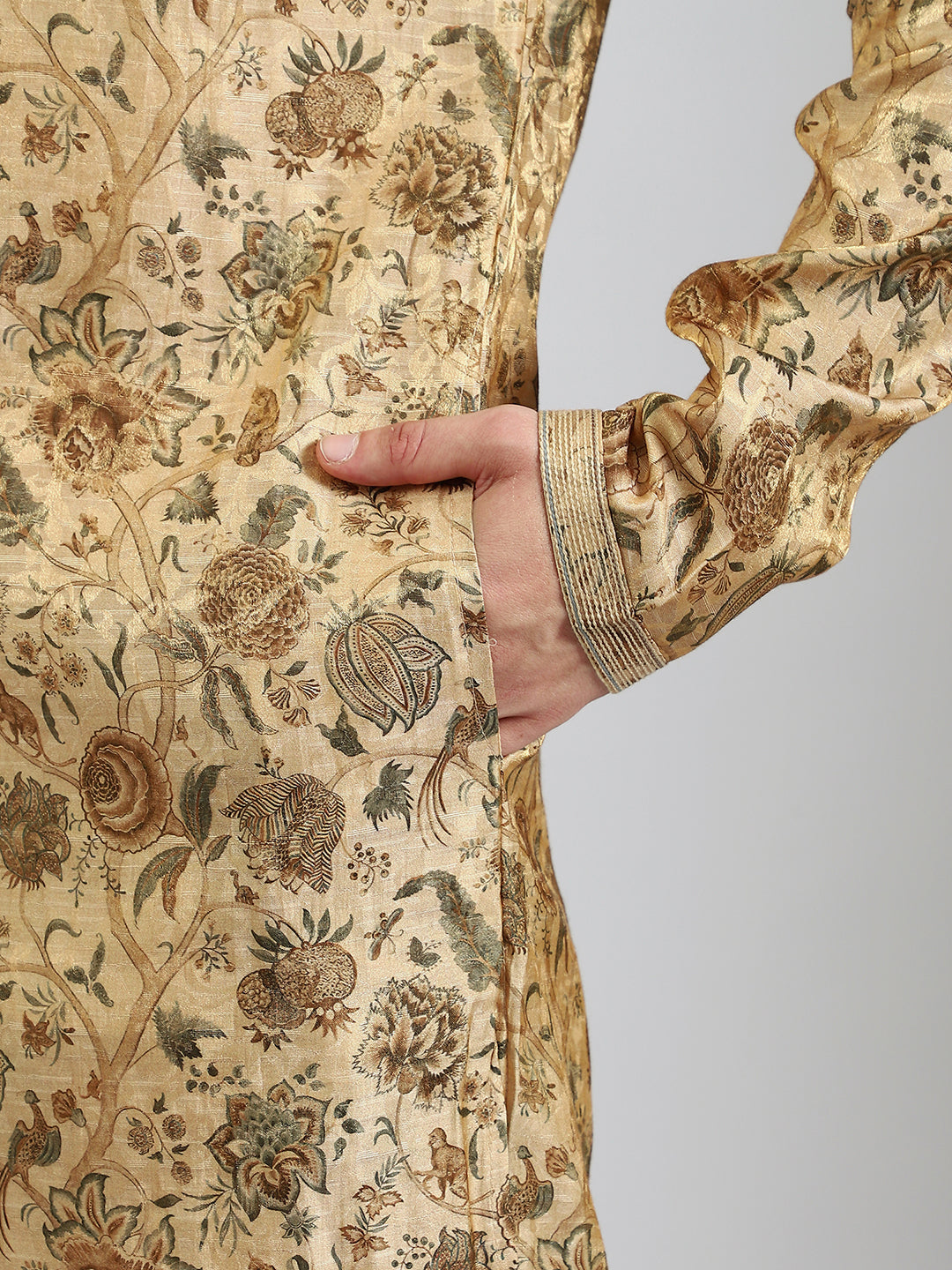 Gold Floral Printed Kurta