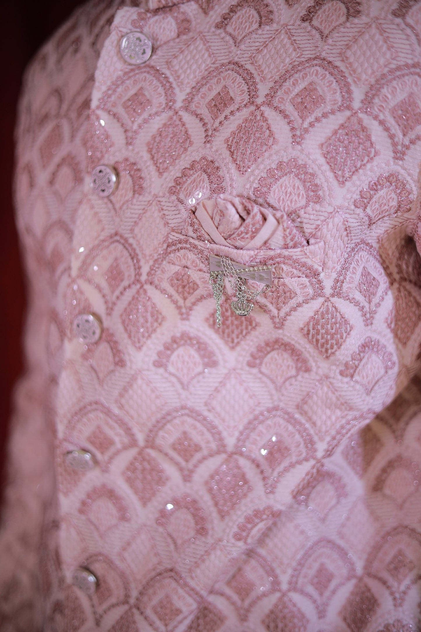 PEACH SCALLOP SHERWANI