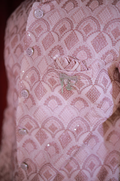 PEACH SCALLOP SHERWANI