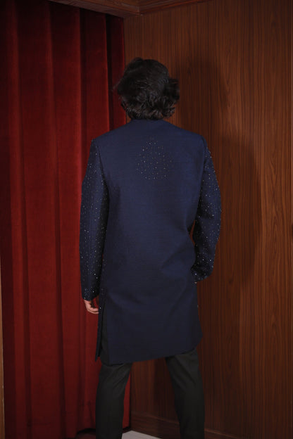 NAVY EMBROIDERED ACHKAN
