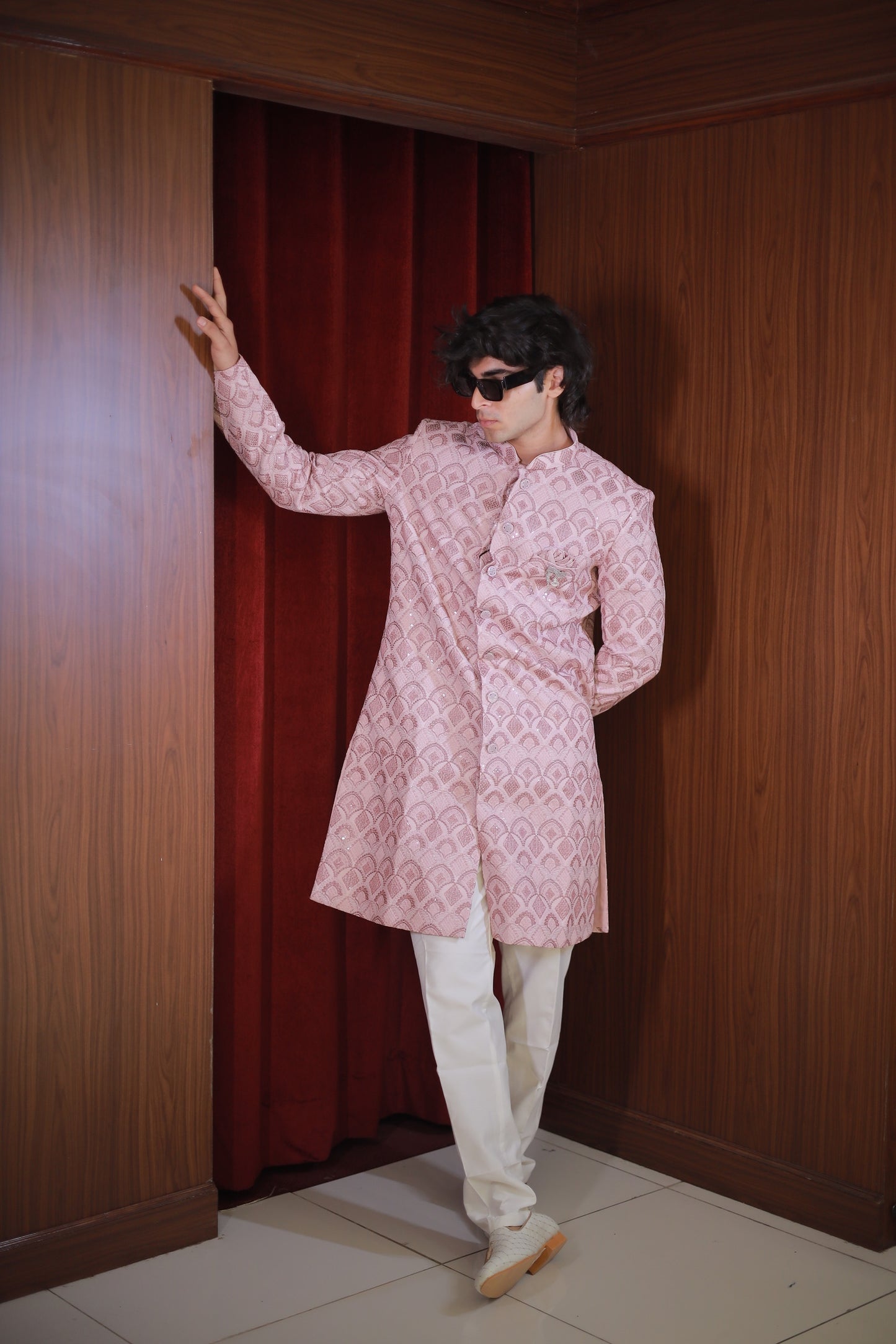 PEACH SCALLOP SHERWANI