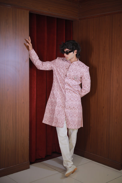PEACH SCALLOP SHERWANI