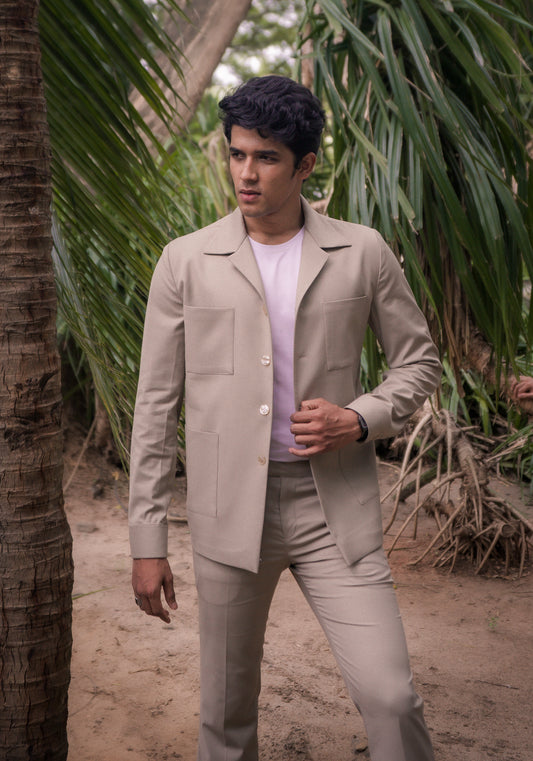 Beige Shacket Set