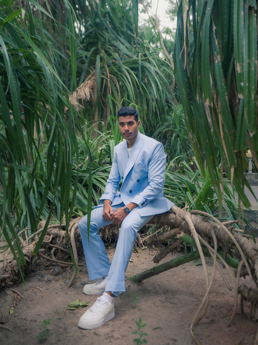 Double Breasted Powder blue Suit