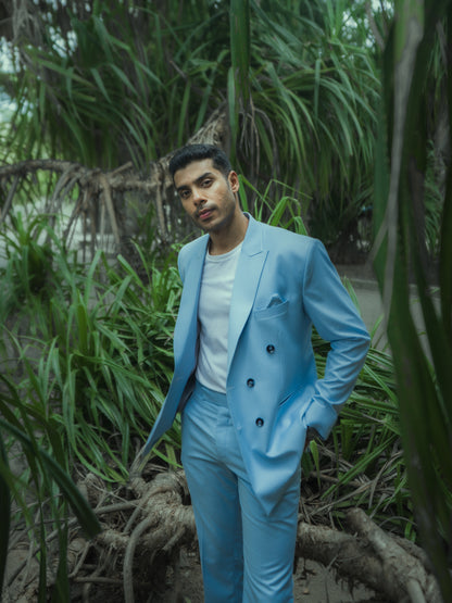 Double Breasted Powder blue Suit