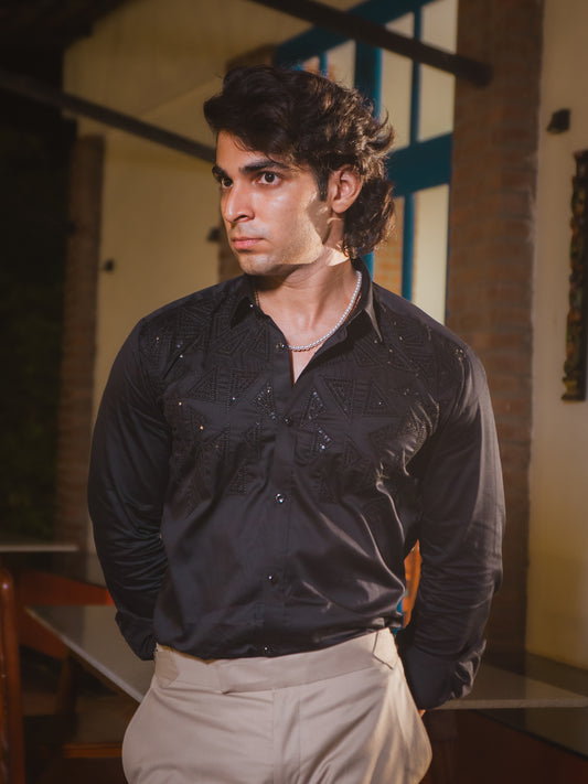 The Spotlight Black Embroidered Shirt