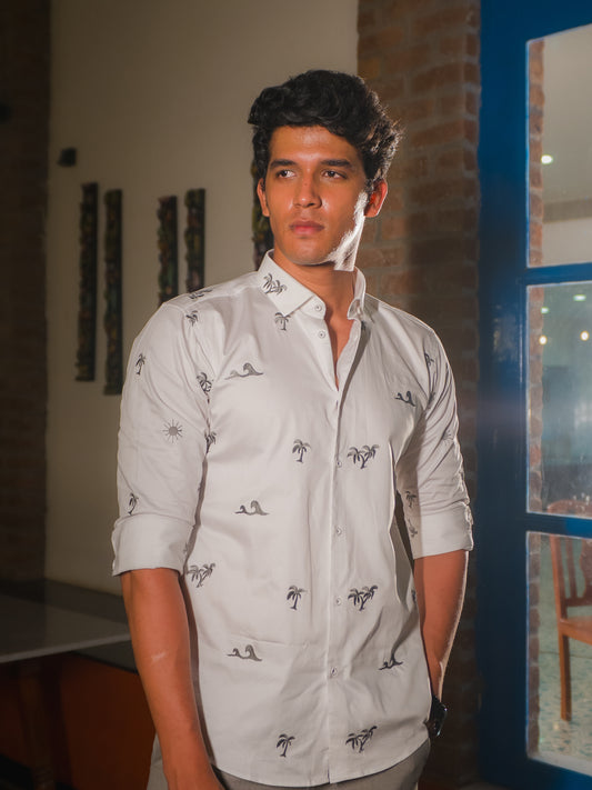 Coastal White Embroidered Shirt