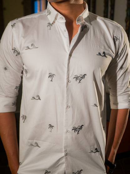 Coastal White Embroidered Shirt