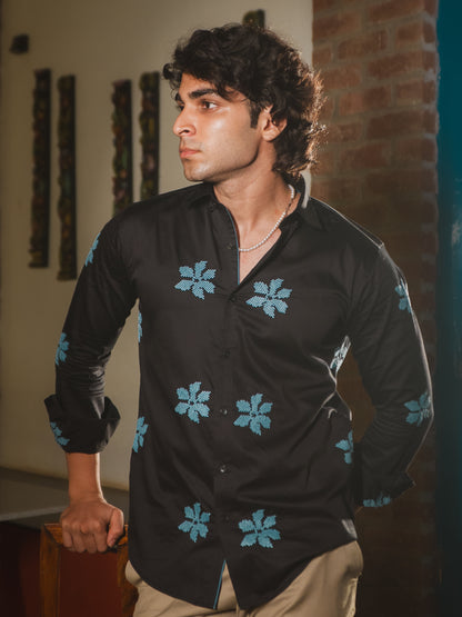 MIDNIGHT BLOOM EMBROIDERED SHIRT