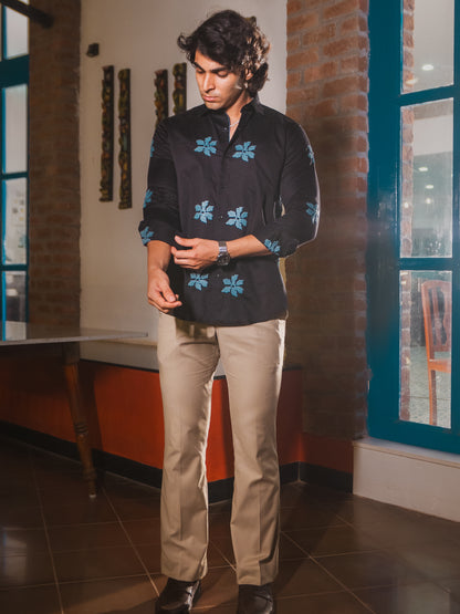 MIDNIGHT BLOOM EMBROIDERED SHIRT