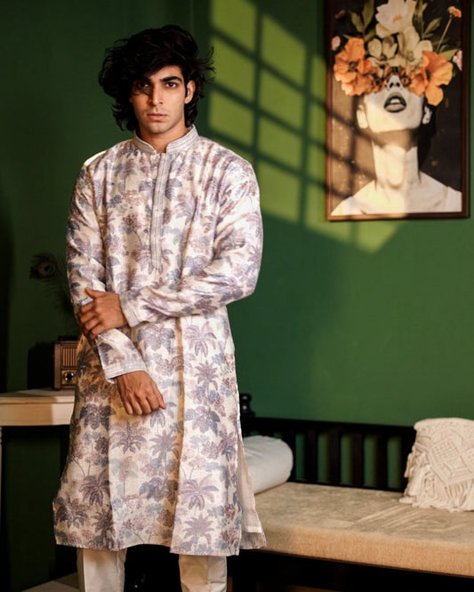 Grey Printed Kurta