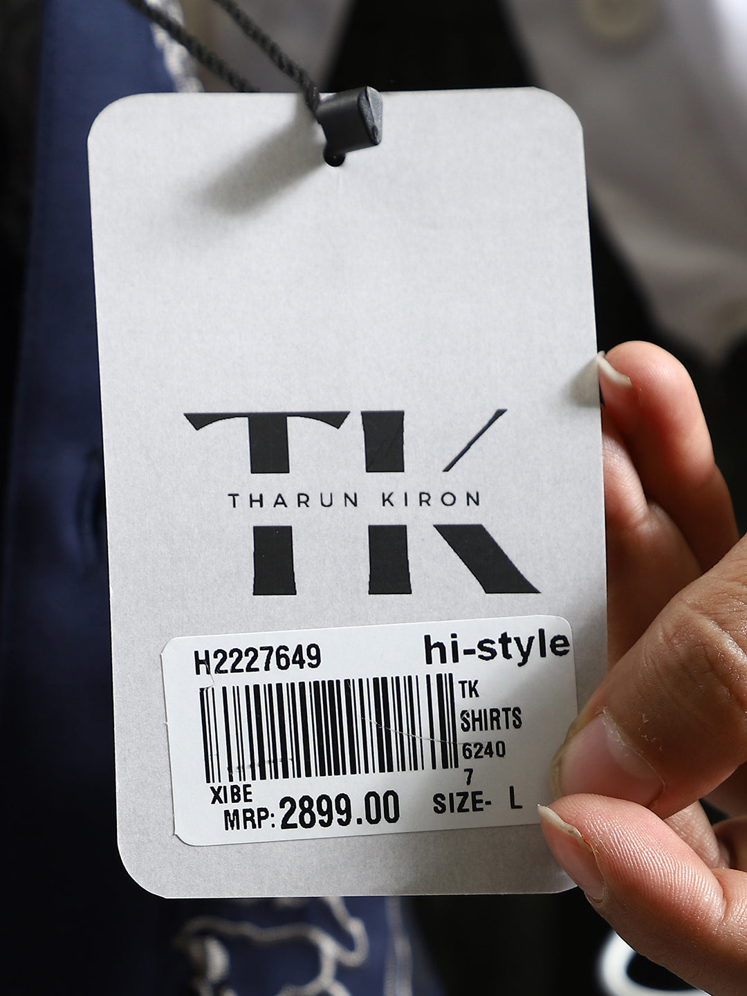 Embroidered Floral Pattern Navy Shirt