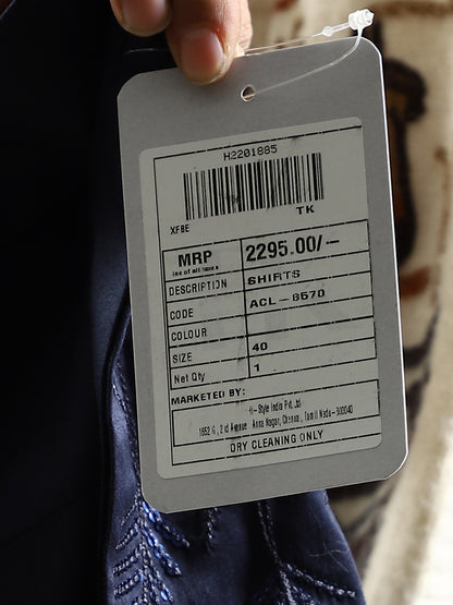 Leaf Embroidered Navy Shirt