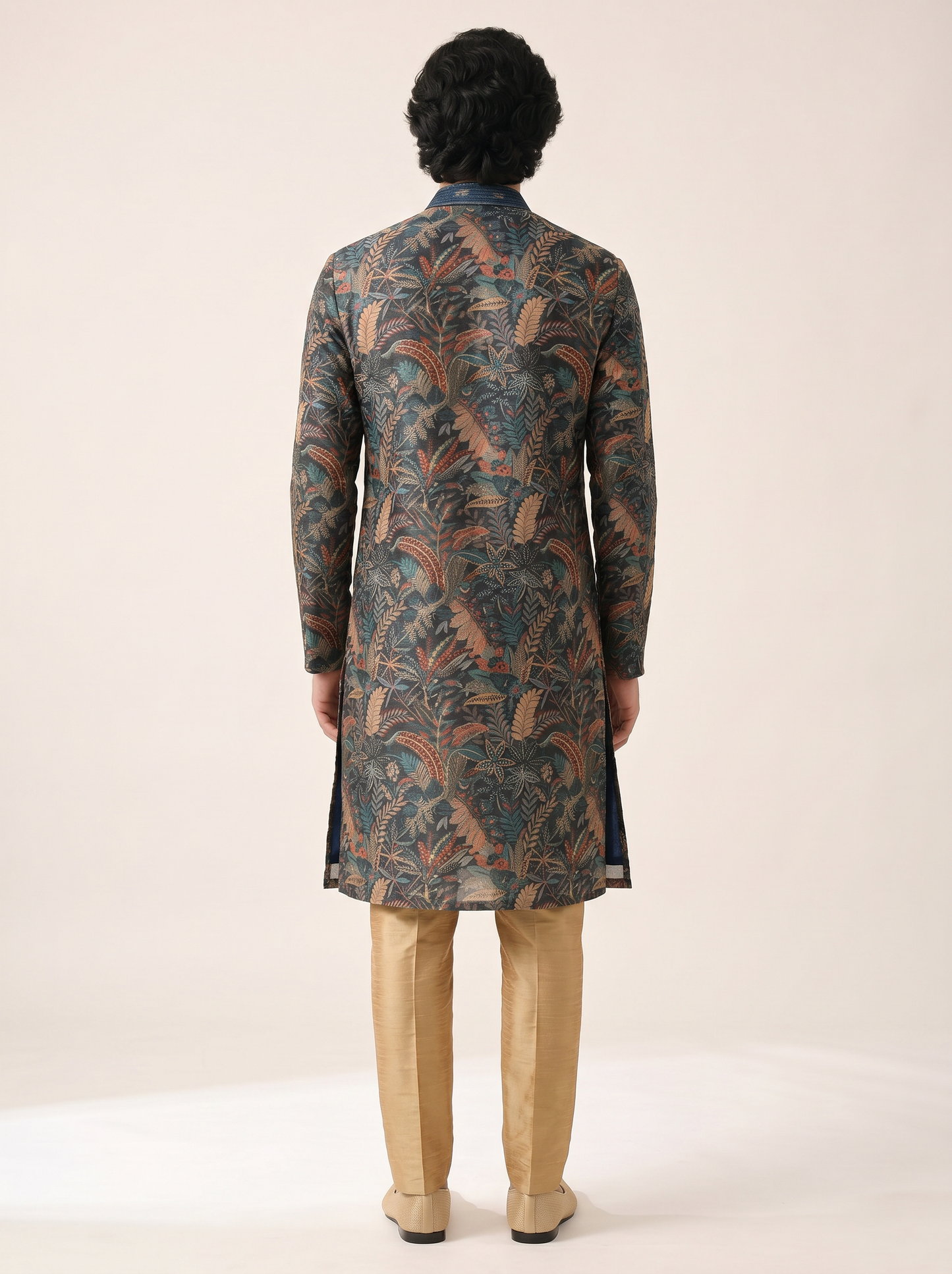 NAVY ALL OVER PRINTED FESTIVE KURTA SET
