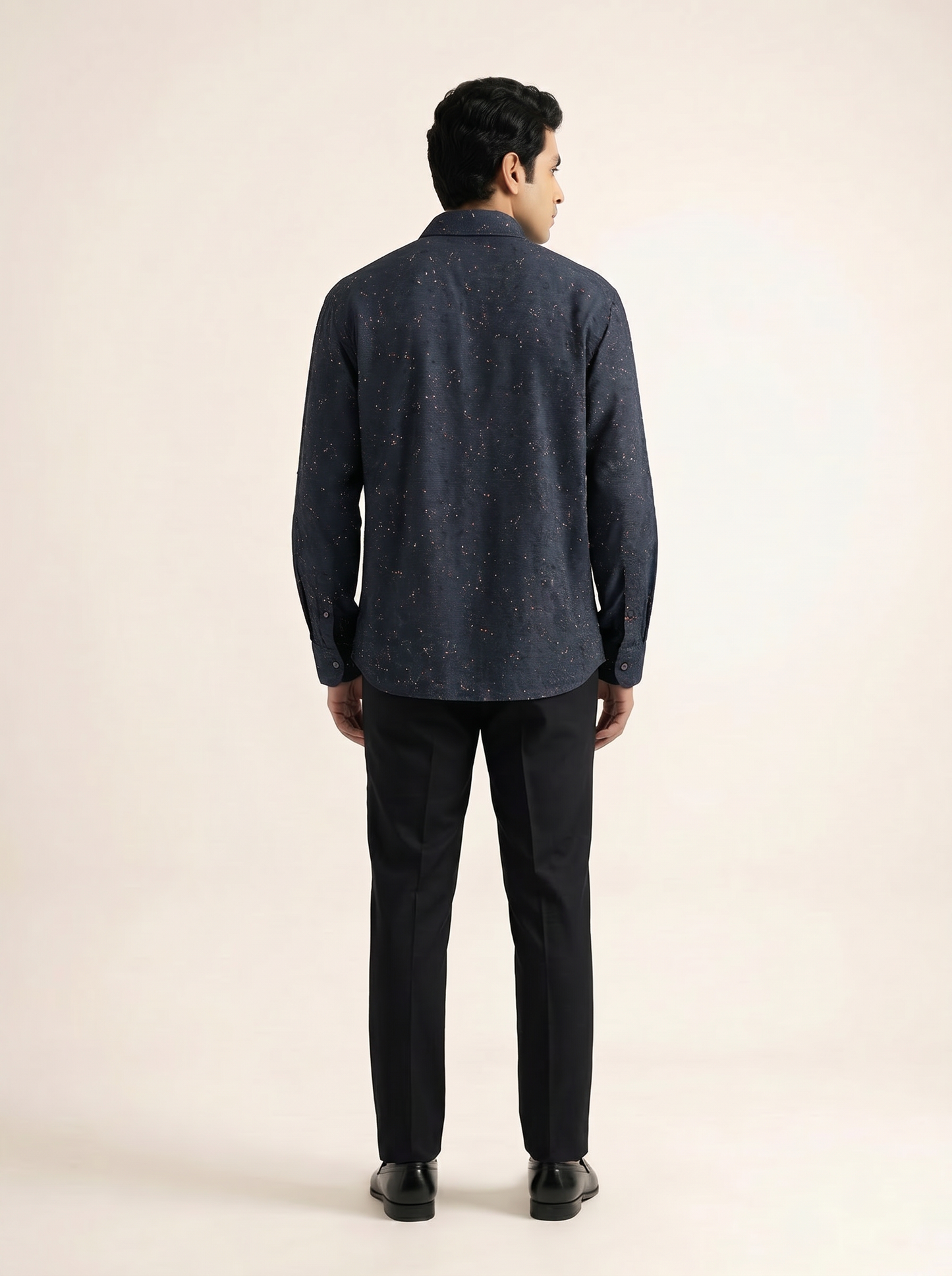 NAVY MODERN TEXTURED KNITTED SHIRT