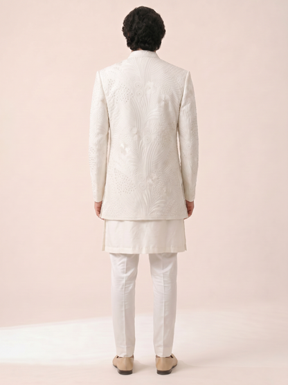 WHITE ALL OVER EMBROIDERED INDO WESTERN SET
