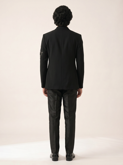 JET BLACK MODERN EMBELLISHED INDO WESTERN SET