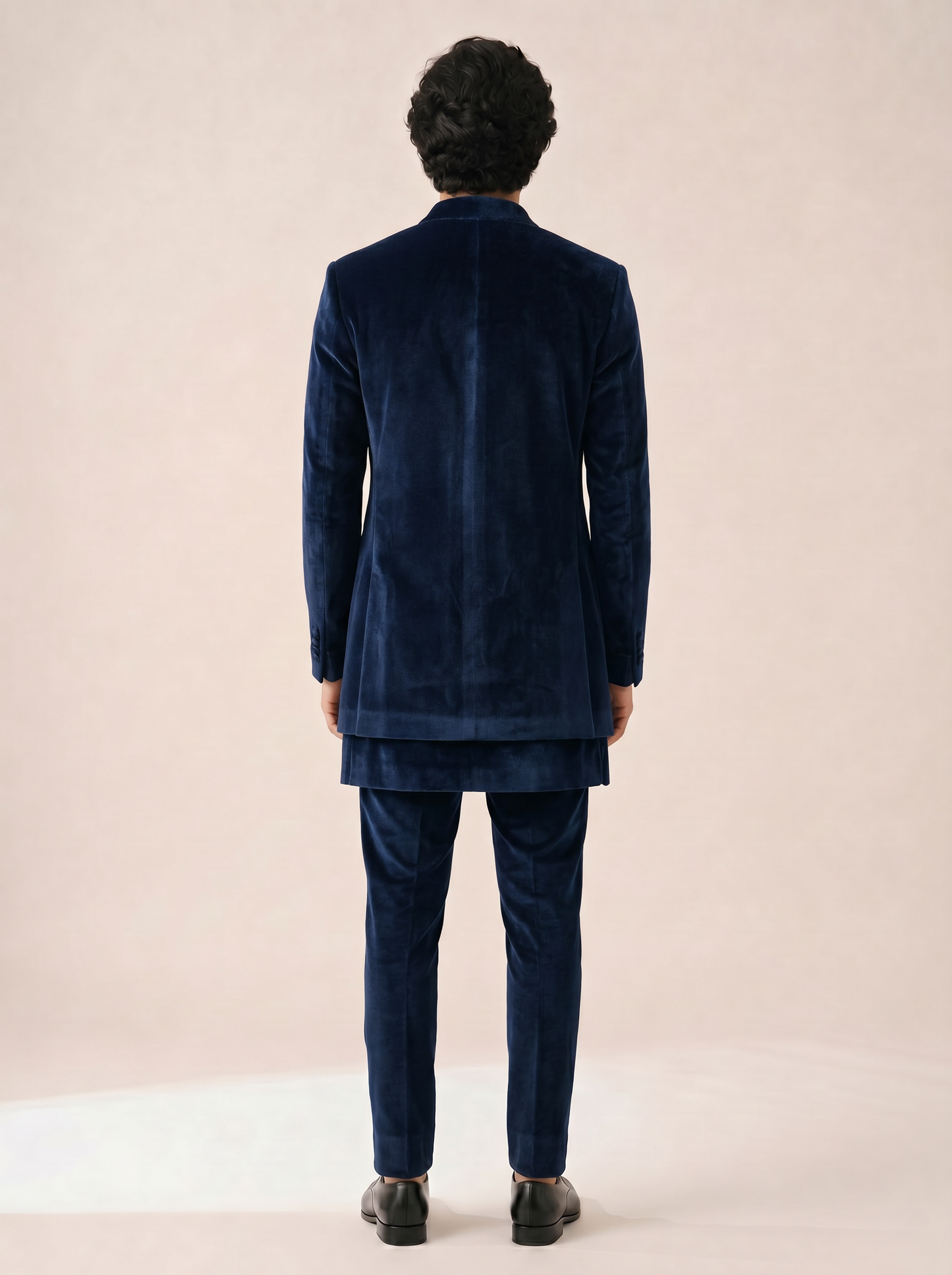 NAVY SUPER SOFT VELVET BANDHGALA SET