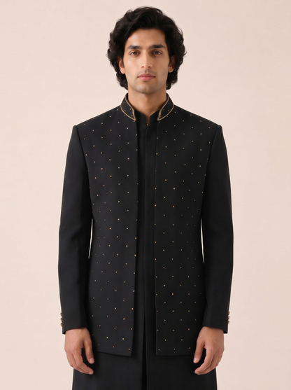 NAVY PREMIUM EMBELLISHED INDO WESTERN SET