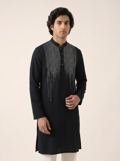 MIDNIGHT NAVY GLEAMING EMBELLISHED KURTA SET