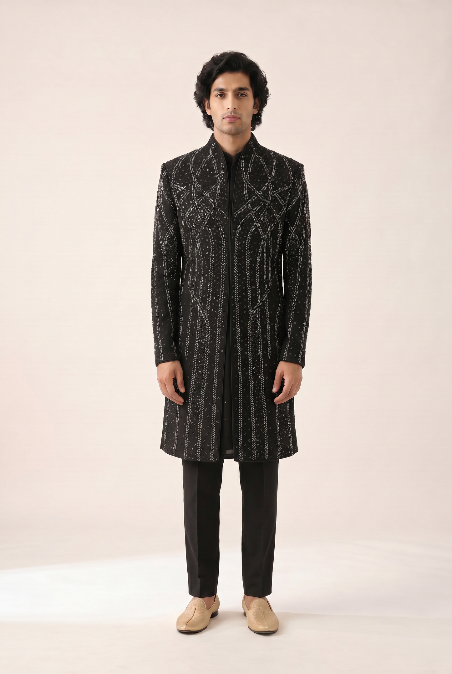 BLACK SEQUINS EMBELLISHED INDO WESTERN SET