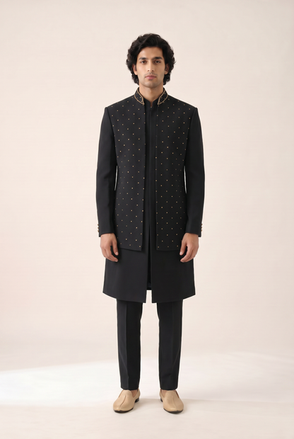 NAVY PREMIUM EMBELLISHED INDO WESTERN SET
