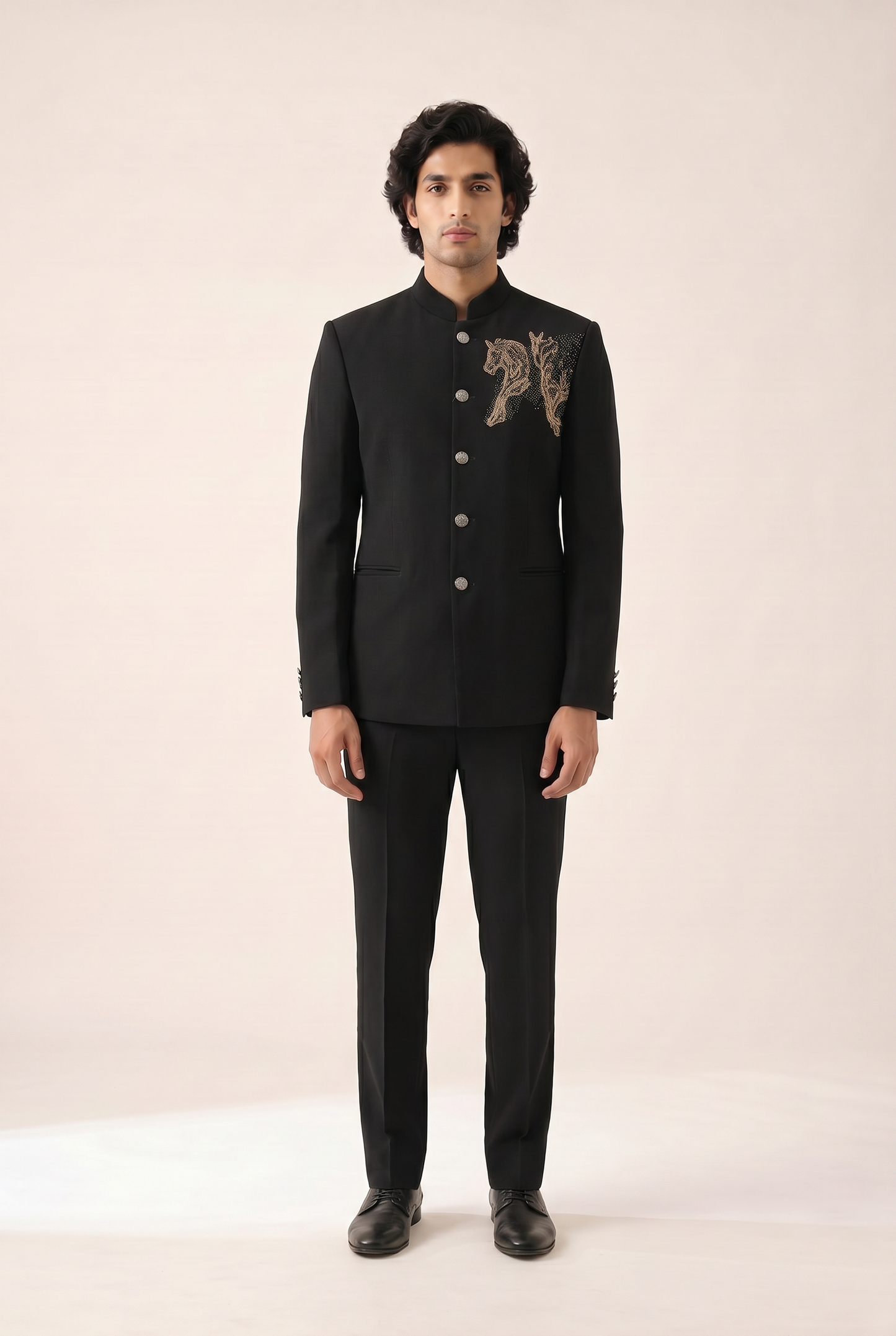 DARK NAVY ICONIC EMBELLISHED BANDHGALA SET