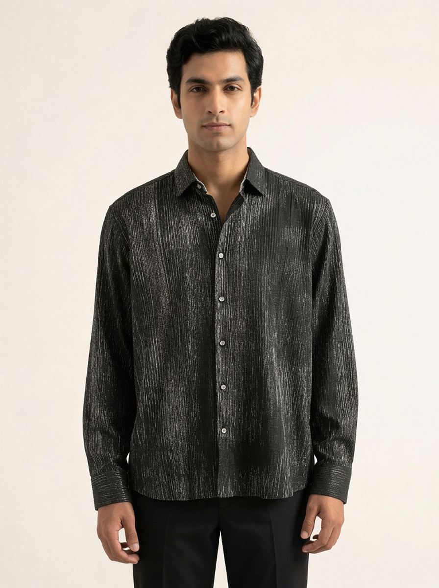 GRAPHITE MODERN TEXTURED PRINTED SHIRT