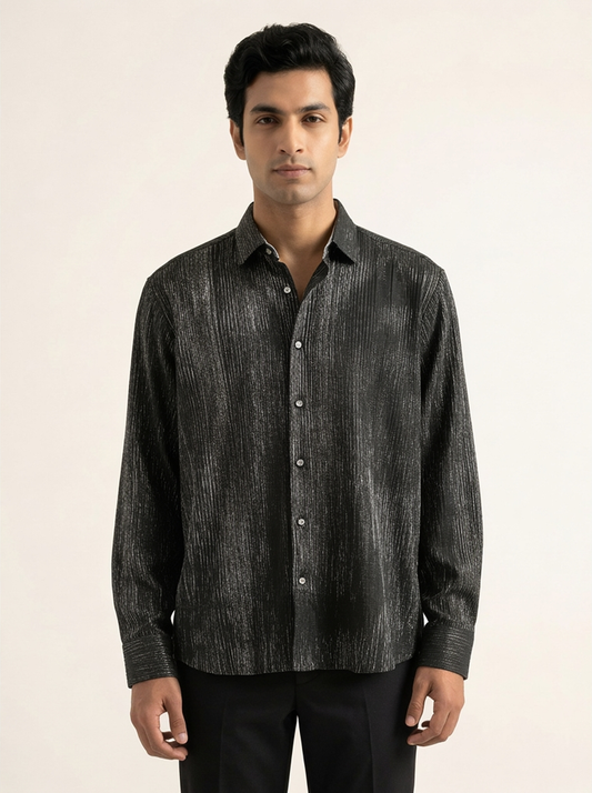 GRAPHITE MODERN TEXTURED PRINTED SHIRT