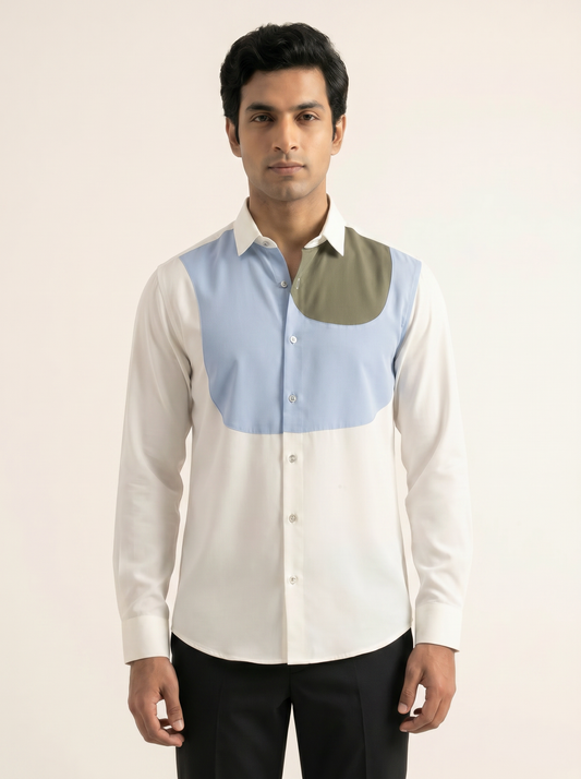 WHITE PREMIUM COLOURBLOCK SHIRT