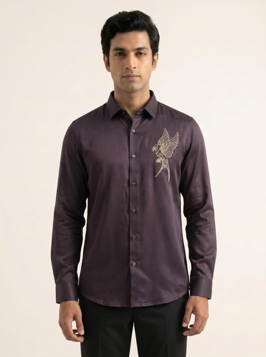 BURGUNDY PREMIUM SATIN SHIRT