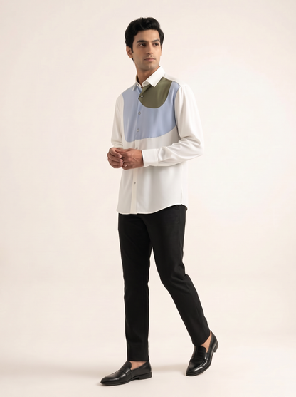 WHITE PREMIUM COLOURBLOCK SHIRT