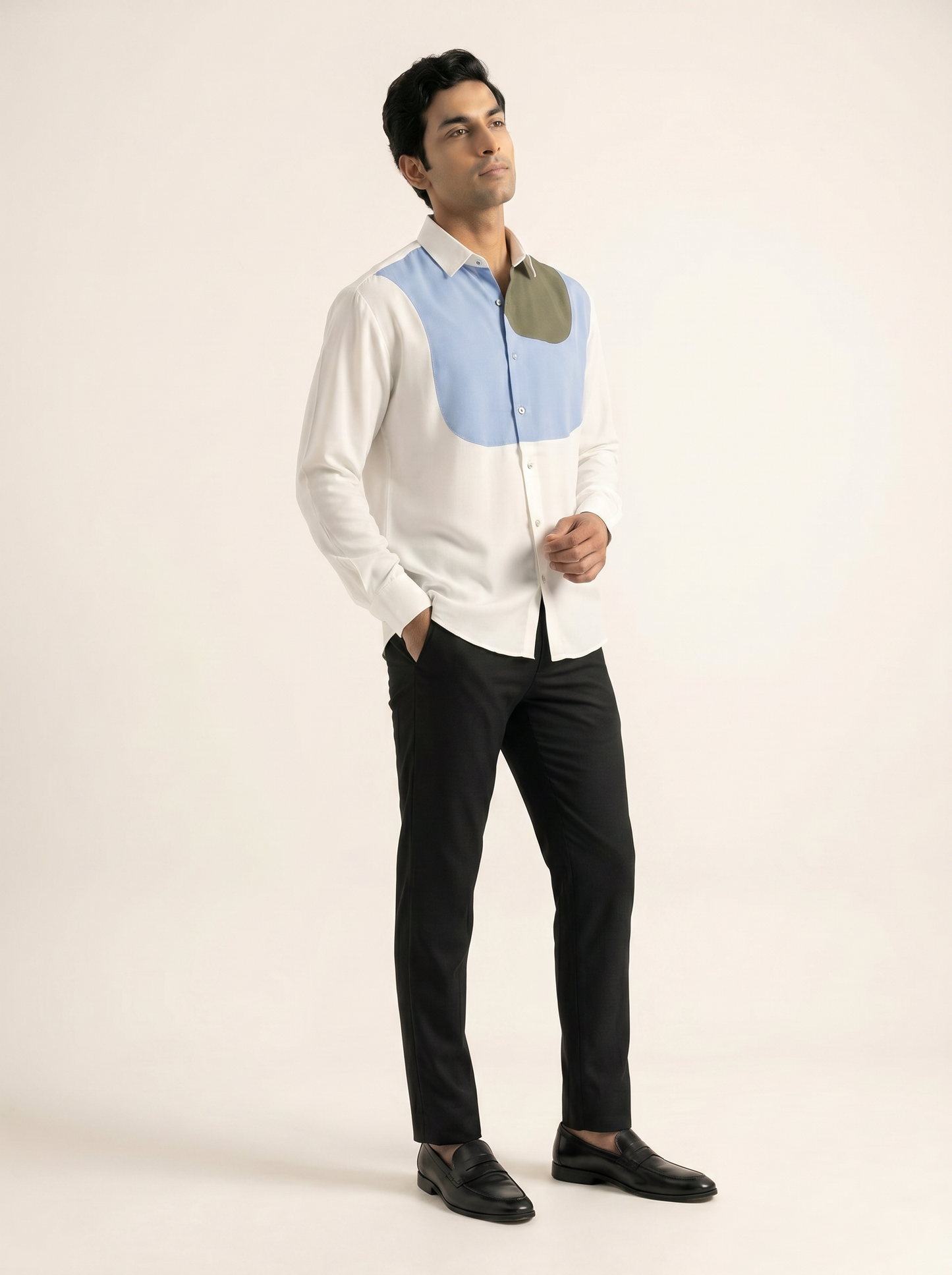 WHITE PREMIUM COLOURBLOCK SHIRT