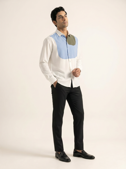 WHITE PREMIUM COLOURBLOCK SHIRT