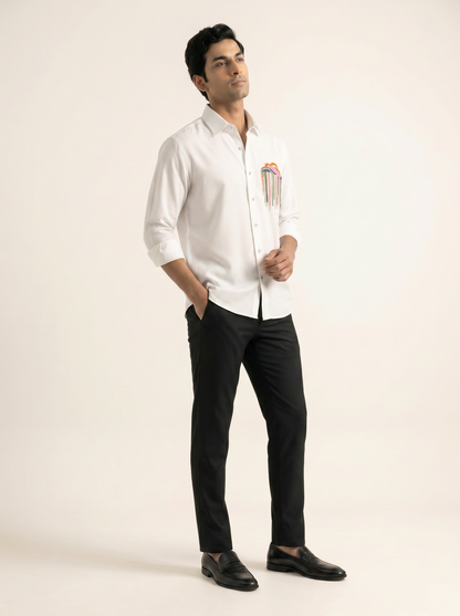 WHITE LIMITED EDITION EMBROIDERED BUTTONDOWN SHIRT