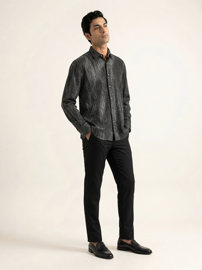 GRAPHITE MODERN TEXTURED PRINTED SHIRT