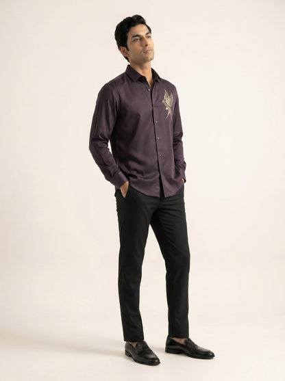 BURGUNDY PREMIUM SATIN SHIRT