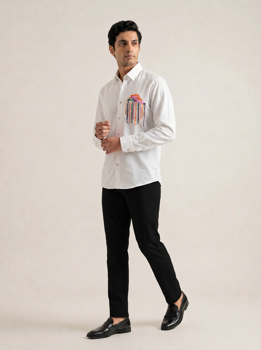 WHITE LIMITED EDITION EMBROIDERED BUTTONDOWN SHIRT