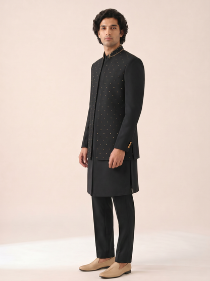 NAVY PREMIUM EMBELLISHED INDO WESTERN SET